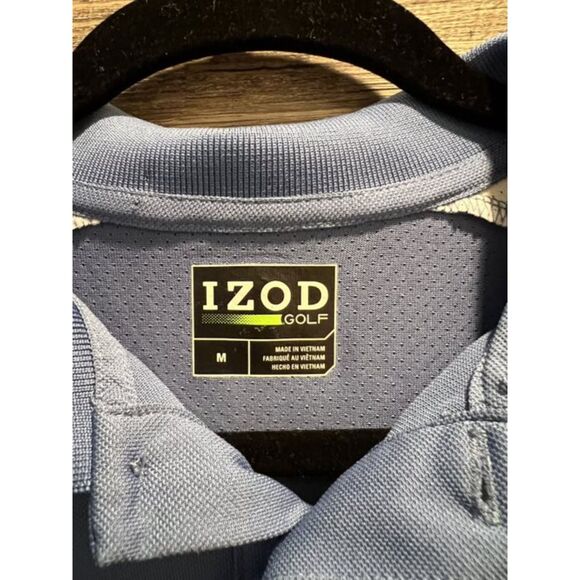 Izod Mens Blue Breathable Golf Polo Shirt Size Medium - Picture 4 of 6